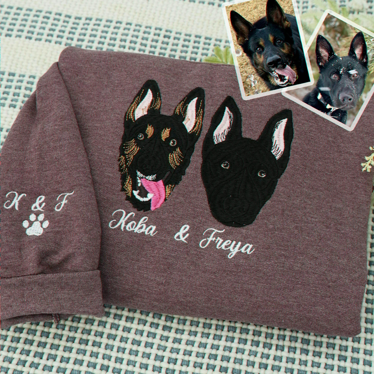 Custom Dog Portrait Sweatshirt for Birthday Husband - Embroidered Pet Photo Crewneck & Name - Gift for Him