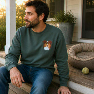 Custom Dog Memorial Sweatshirt for Husband - Embroidered Pet Photo Portrait Crewneck & Name - Dog Loss Sympathy Gift for Him