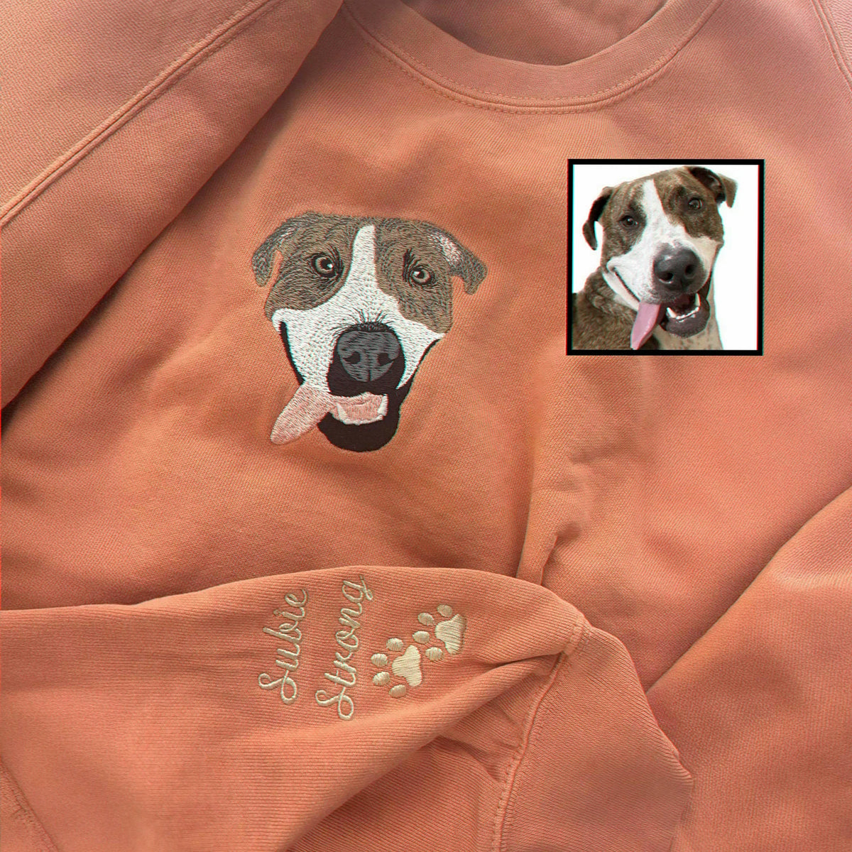 Custom Dog Memorial Sweatshirt for Husband - Embroidered Pet Photo Portrait Crewneck & Name - Dog Loss Sympathy Gift for Him
