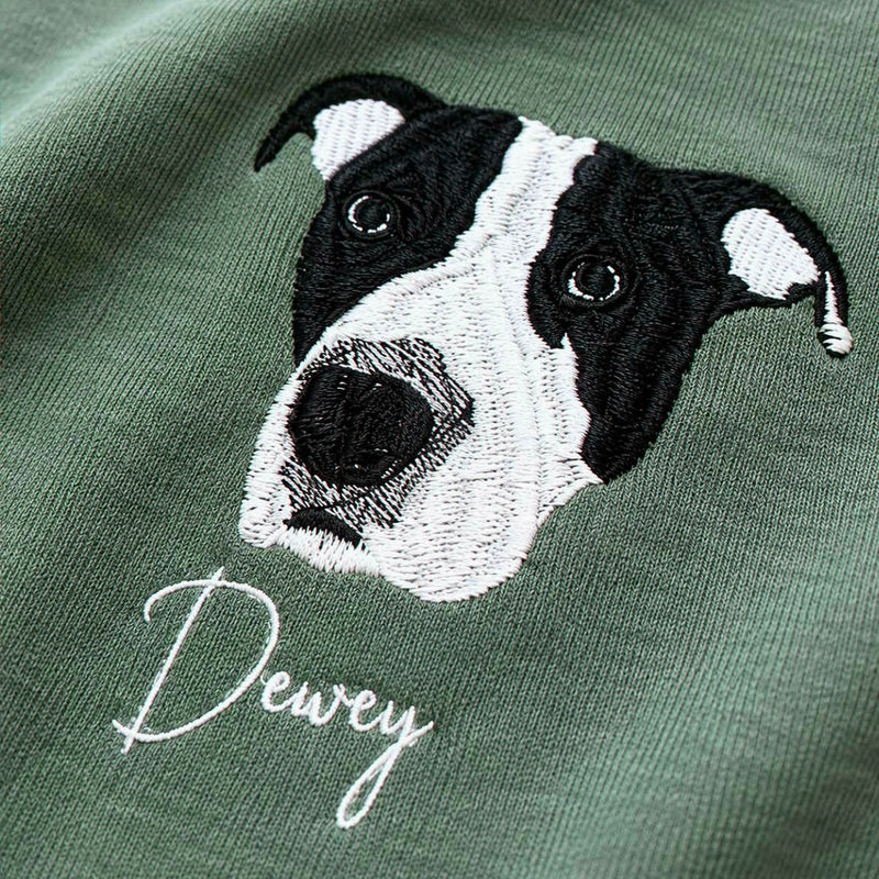 Custom Dog Memorial T-Shirt for Husband - Embroidered Pet Photo Portrait Tee & Name - Dog Loss Sympathy Gift for Him