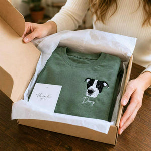 Custom Dog Memorial T-Shirt for Husband - Embroidered Pet Photo Portrait Tee & Name - Dog Loss Sympathy Gift for Him