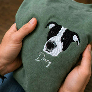 Custom Dog Memorial T-Shirt for Husband - Embroidered Pet Photo Portrait Tee & Name - Dog Loss Sympathy Gift for Him