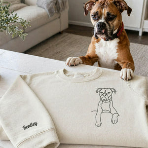 Sand Custom Dog Portrait from Photo Emrbroidred Sweatshirt, Gift for Husband