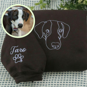 Custom Dog Memorial Sweatshirt for Husband - Embroidered Pet Photo Outline Crewneck & Name - Dog Loss Sympathy Gift for Him