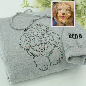 Sport Gray Custom Embroidered Dog Portrait from Photo Sweatshirt, Gift for Husband