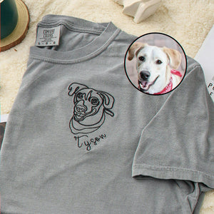 Grey Dog Portrairt from Photo Embroidered, Gift for Dog Mom Dog Dad