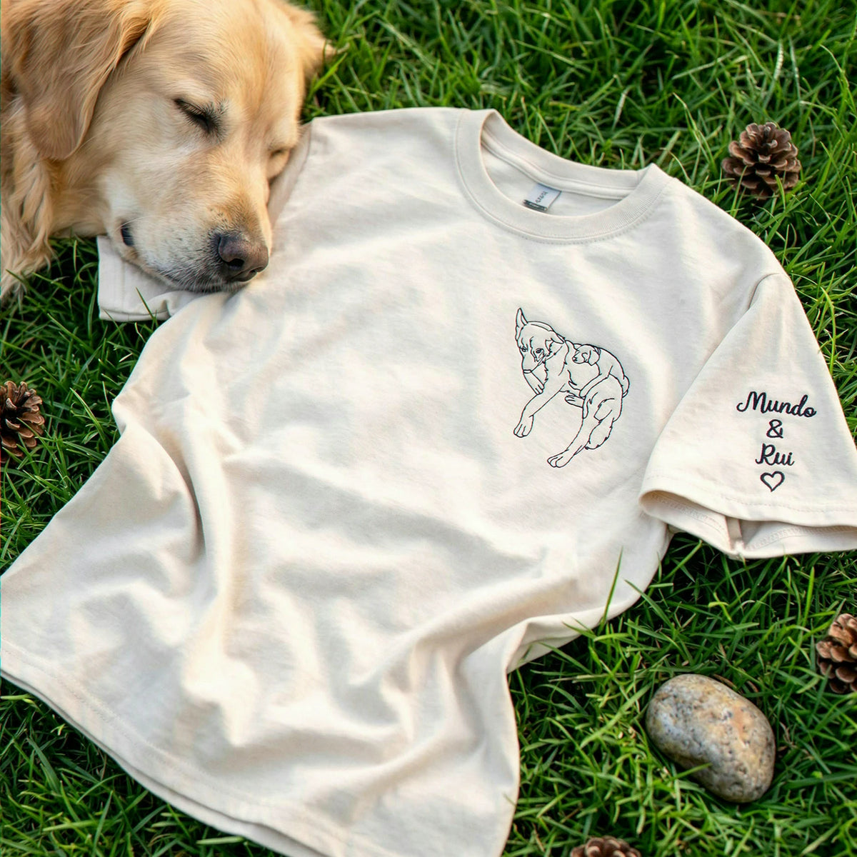 Custom Dog Line Art Photo Shirt, Embroidered Dog Mom Tee, Crazy Dog Lady Gift