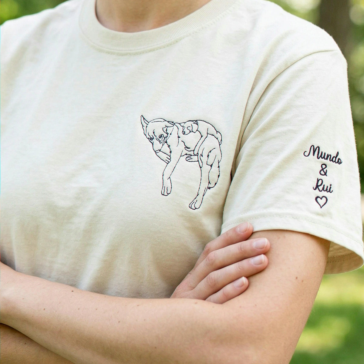 Custom Dog Line Art Photo Shirt, Embroidered Dog Mom Tee, Crazy Dog Lady Gift