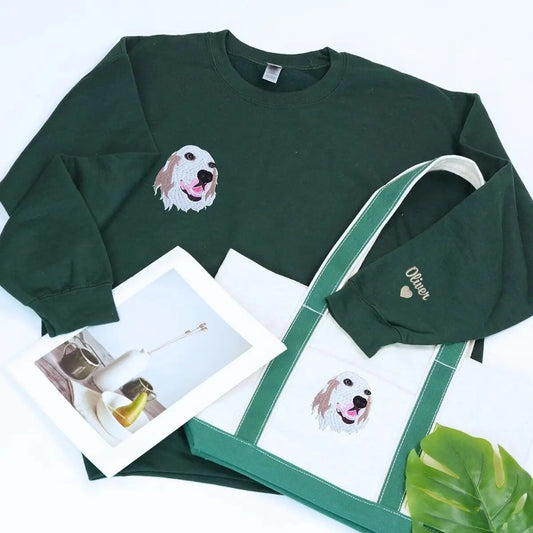 Dog-themed sweatshirt and tote bag gift combo for pet lovers