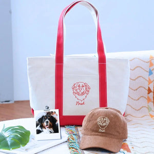 Embroidered hat and tote bag combo for dog parents – stylish gift for dog lovers