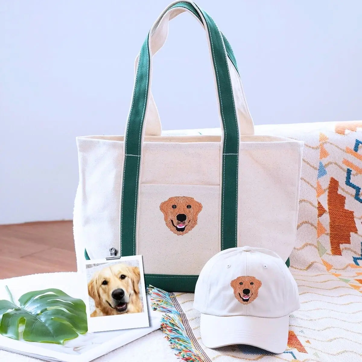 Embroidered hat and tote bag combo for dog parents – stylish gift for dog lovers