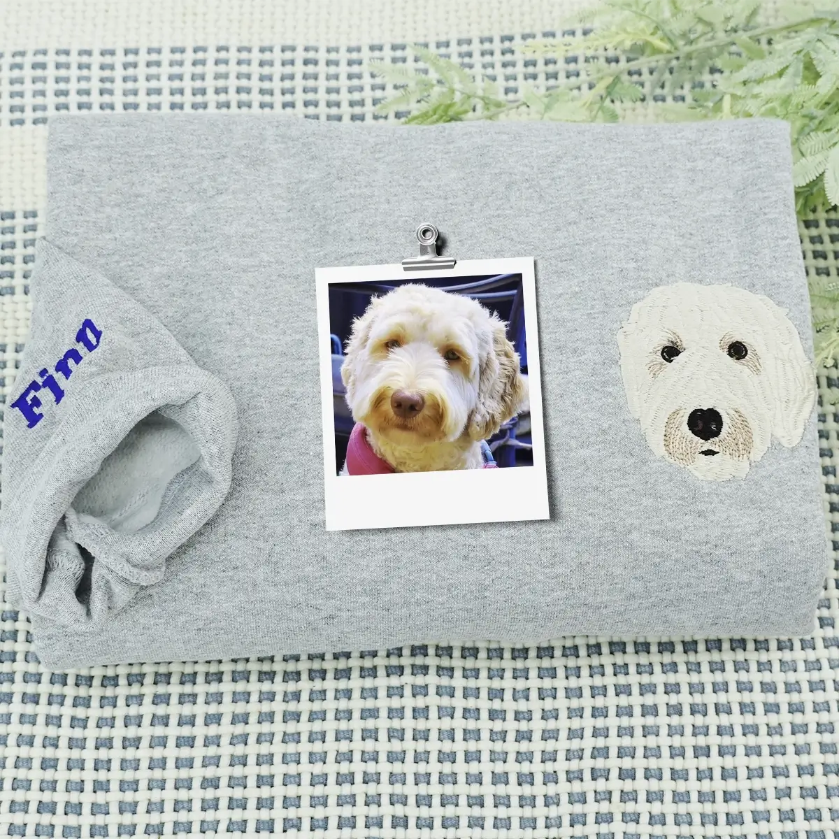 Embroidered dog lover sweatshirt and matching hat gift set for pet owners