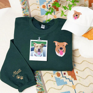Embroidered dog lover sweatshirt and matching hat gift set for pet owners