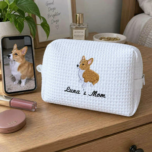 Custom Dog Makeup Pouch, Embroidered Makeup Bag With Dog, Pet Portrait from Photo Bag, Girlfriend Birthday Gift