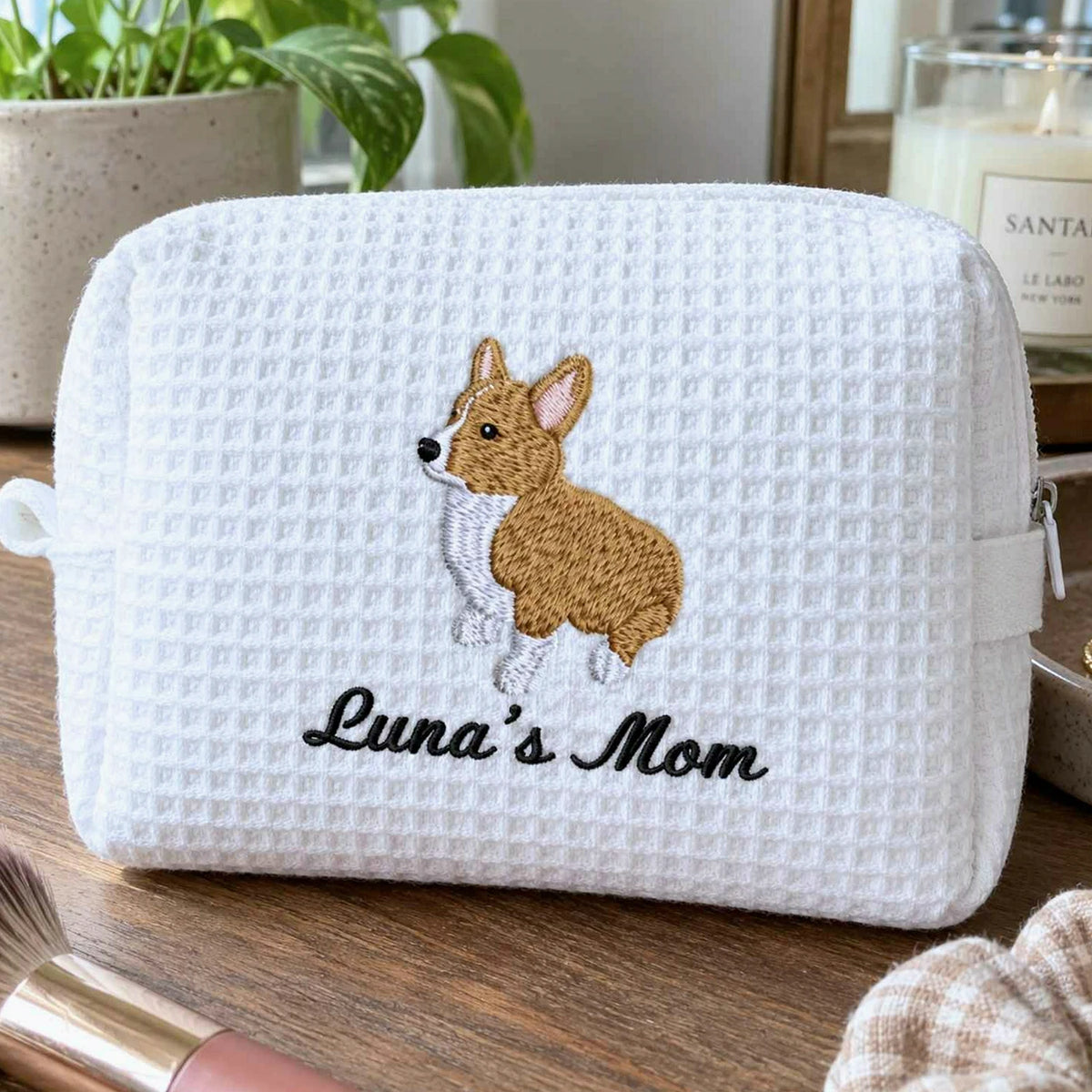 Custom Dog Makeup Pouch, Embroidered Makeup Bag With Dog, Pet Portrait from Photo Bag, Girlfriend Birthday Gift