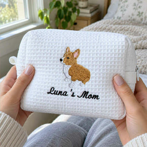 Custom Dog Makeup Pouch, Embroidered Makeup Bag With Dog, Pet Portrait from Photo Bag, Girlfriend Birthday Gift
