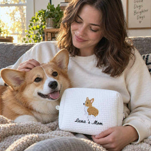 Custom Dog Makeup Pouch, Embroidered Makeup Bag With Dog, Pet Portrait from Photo Bag, Girlfriend Birthday Gift