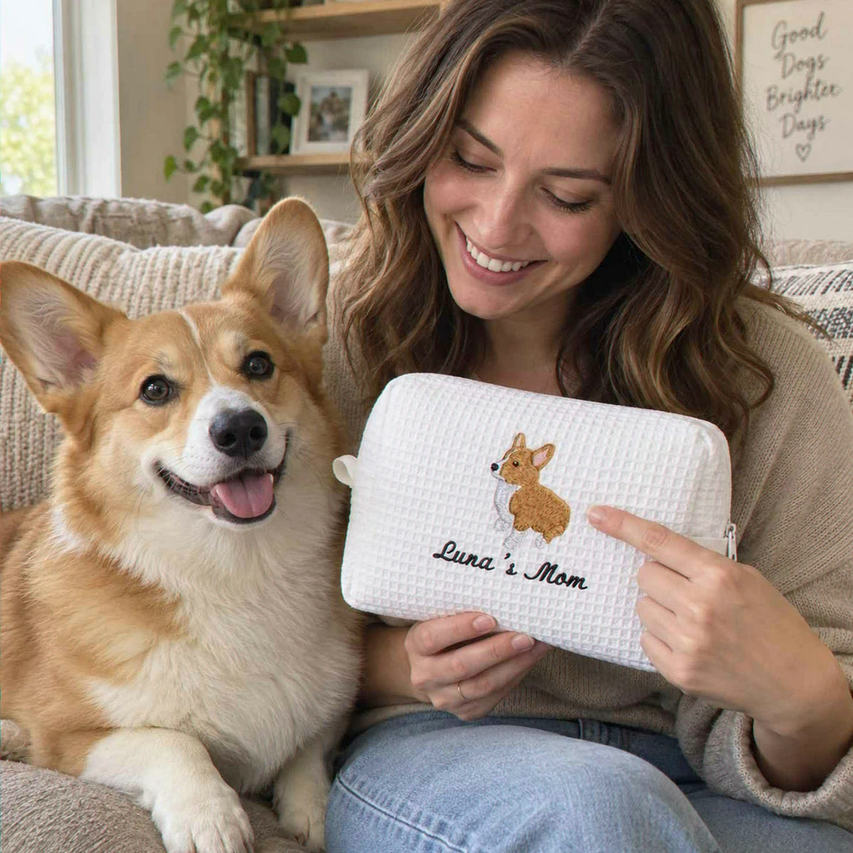 Custom Dog Makeup Pouch, Embroidered Makeup Bag With Dog, Pet Portrait from Photo Bag, Girlfriend Birthday Gift