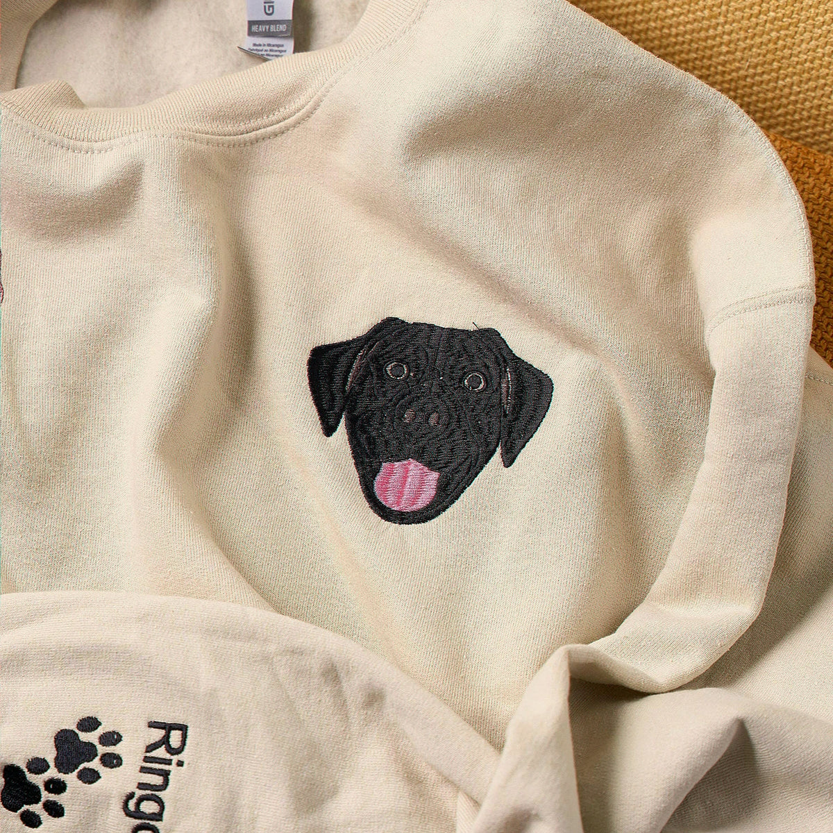 Custom Dog Memorial Sweatshirt for Mom - Embroidered Pet Photo Portrait Crewneck & Name - Dog Loss Sympathy Gift for Her