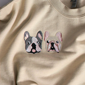 Custom Dog Memorial Sweatshirt for Mom - Embroidered Pet Photo Portrait Crewneck & Name - Dog Loss Sympathy Gift for Her