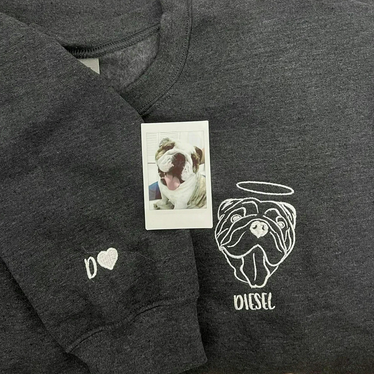 Custom Black Dog Portrait Embroidered Sweatshirt, Gift for Grandpa