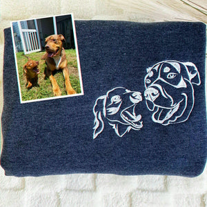 Custom Dog Memorial Sweatshirt for Grandpa - Embroidered Pet Photo Outline Crewneck & Name - Dog Loss Sympathy Gift for Him
