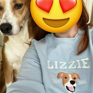 Custom Pet Memorial T-Shirt for Dog Dad, Embroidered Dog Face Portrait Photo Varsity Name, Gift for Him