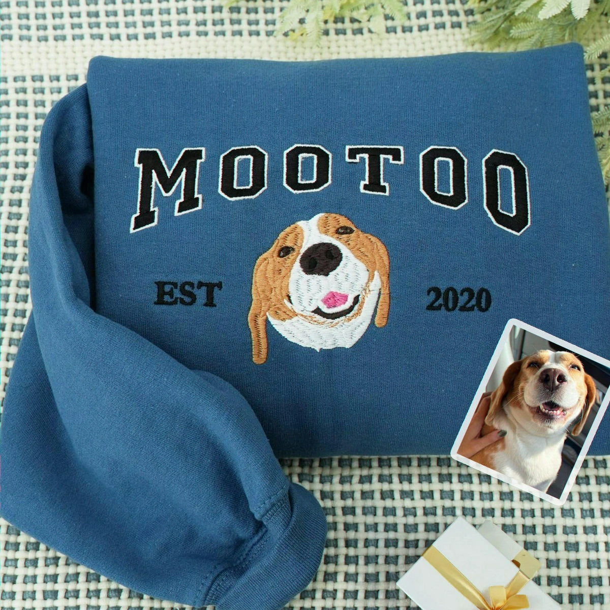 Custom Pet Memorial T-Shirt for Dog Dad, Embroidered Dog Face Portrait Photo Varsity Name, Gift for Him