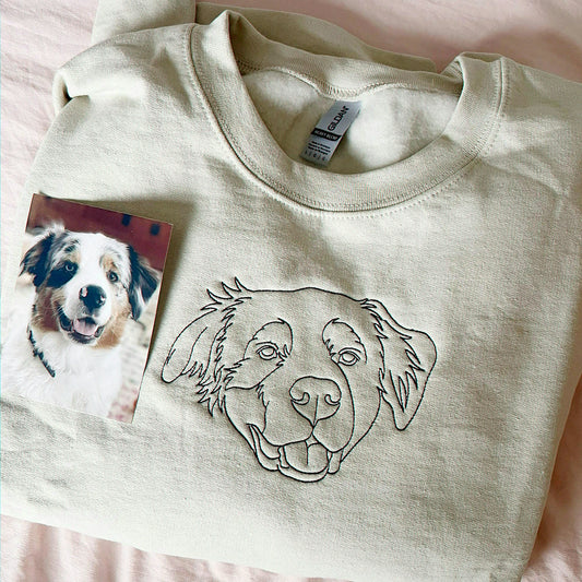 Sand Custom Dog Portrait from Photo Sweatshirt, Gift for Dog Mom