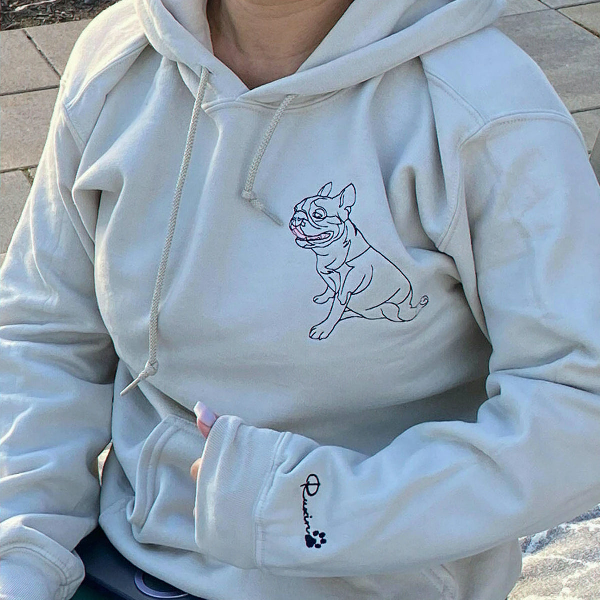 Custom New Dog Outline Sweatshirt for Mom - Embroidered Pet Photo Crewneck & Name - First Time Dog Mom Gift for Her