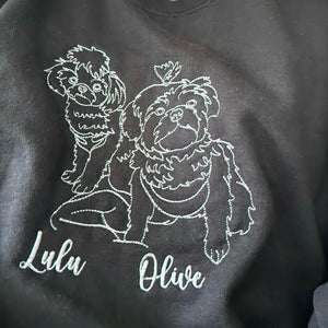 Custom New Dog Outline Sweatshirt for Mom - Embroidered Pet Photo Crewneck & Name - First Time Dog Mom Gift for Her