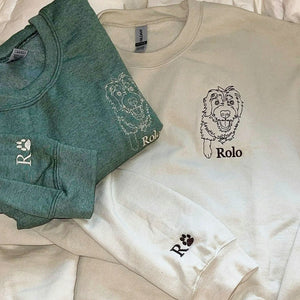 Custom New Dog Outline Sweatshirt for Mom - Embroidered Pet Photo Crewneck & Name - First Time Dog Mom Gift for Her