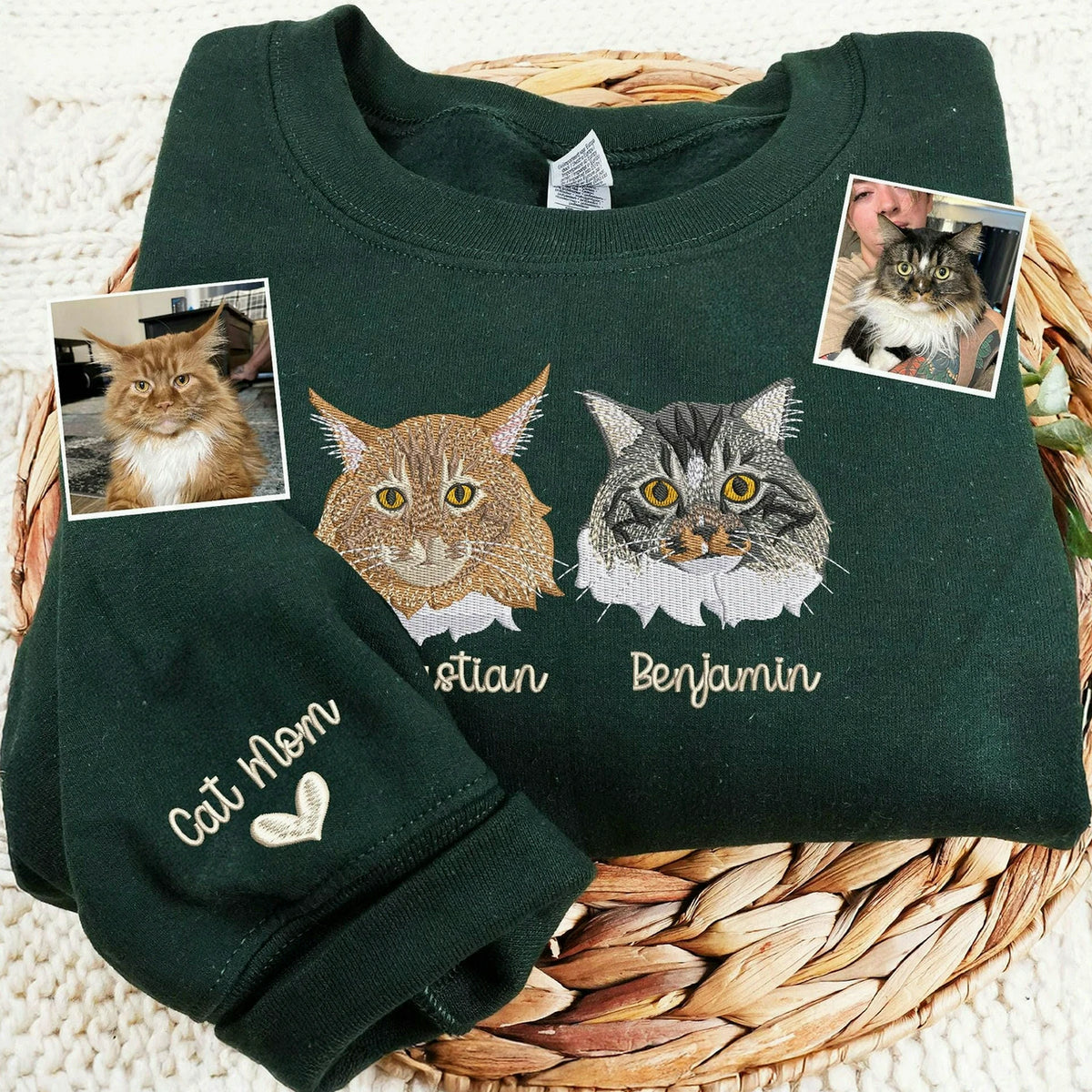 Custom Dog Portrait Sweatshirt for Birthday Mom - Embroidered Pet Photo Crewneck & Name - Gift for Her