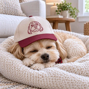 Custom Dog Mom Portrait Snapback Hat - Embroidered Dog Portrait from Photo Cap, Dog Mom Gifts from Husband