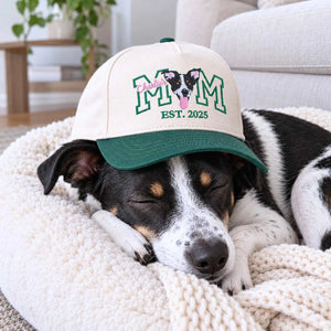 Custom Dog Mom Portrait Snapback Hat - Embroidered Dog Portrait from Photo Cap, Dog Mom Gifts from Husband