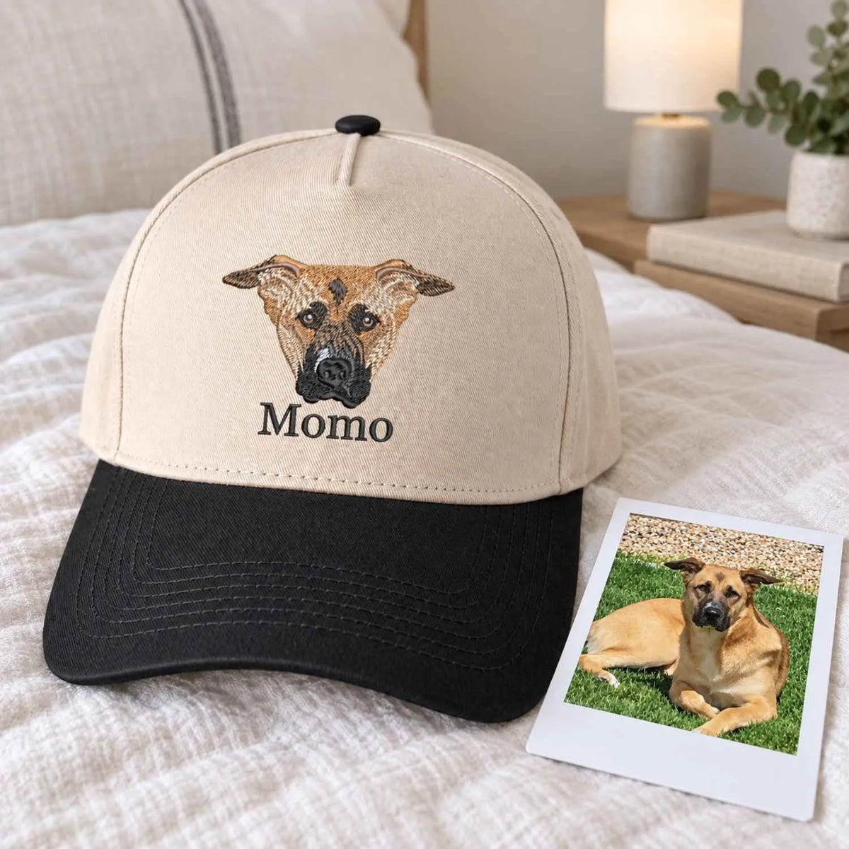 Custom Dog Mom Portrait Snapback Hat - Embroidered Dog Portrait from Photo Cap, Dog Mom Gifts from Husband