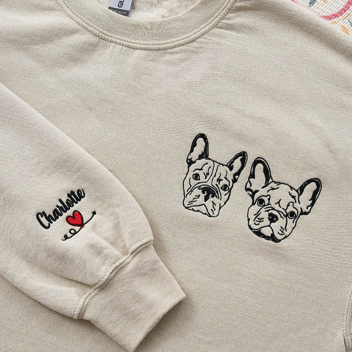 Custom Pet Line Art Embroidered Sweatshirt for Dog Moms, Personalized Dog Lover Gift