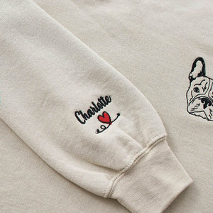 Custom Pet Line Art Embroidered Sweatshirt for Dog Moms, Personalized Dog Lover Gift