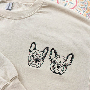 Custom Pet Line Art Embroidered Sweatshirt for Dog Moms, Personalized Dog Lover Gift
