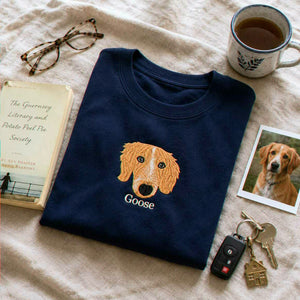 Custom Dog Memorial T-Shirt for Mom - Embroidered Pet Photo Portrait Tee & Name - Dog Loss Sympathy Gift for Her