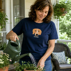 Custom Dog Memorial T-Shirt for Mom - Embroidered Pet Photo Portrait Tee & Name - Dog Loss Sympathy Gift for Her