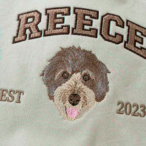 Custom Dog Memorial T-Shirt for Wife - Embroidered Pet Photo Portrait Tee & Name - Dog Loss Sympathy Gift for Her