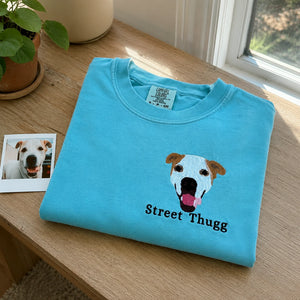 Custom Dog Portrait T-Shirt or Sweatshirt - Embroidered Photo Dog, Name for Dog Mom