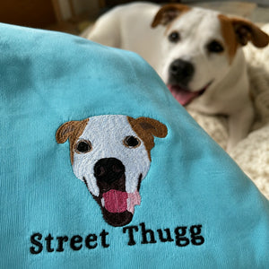 Custom Dog Portrait T-Shirt or Sweatshirt - Embroidered Photo Dog, Name for Dog Mom