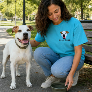 Custom Dog Portrait T-Shirt or Sweatshirt - Embroidered Photo Dog, Name for Dog Mom