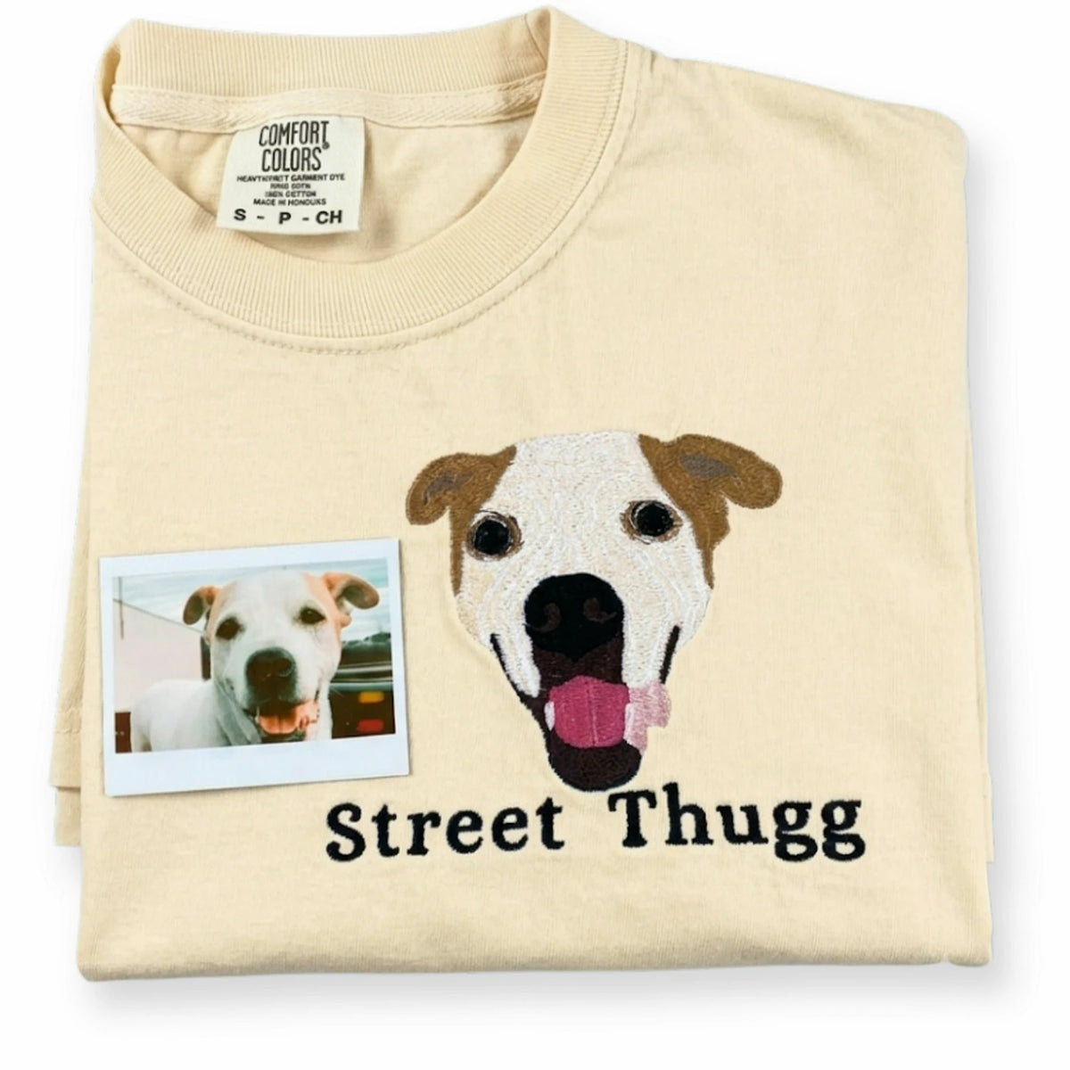 Custom Dog Portrait T-Shirt or Sweatshirt - Embroidered Photo Dog, Name for Dog Mom