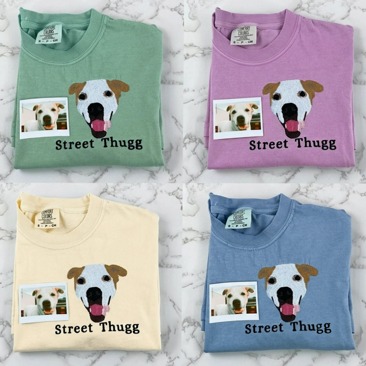 Custom Dog Portrait T-Shirt or Sweatshirt - Embroidered Photo Dog, Name for Dog Mom
