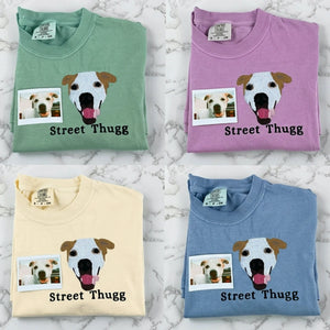 Custom Dog Portrait T-Shirt or Sweatshirt - Embroidered Photo Dog, Name for Dog Mom