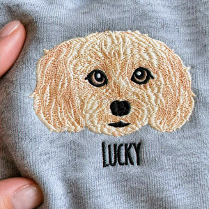 Custom Dog Portrait T-shirt for Birthday Mom - Embroidered Pet Photo Tee & Name - Gift for Her
