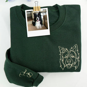 Forest Green Custom Dog Portrait from Photo Sweatshirt, Gift for Girlfriend
